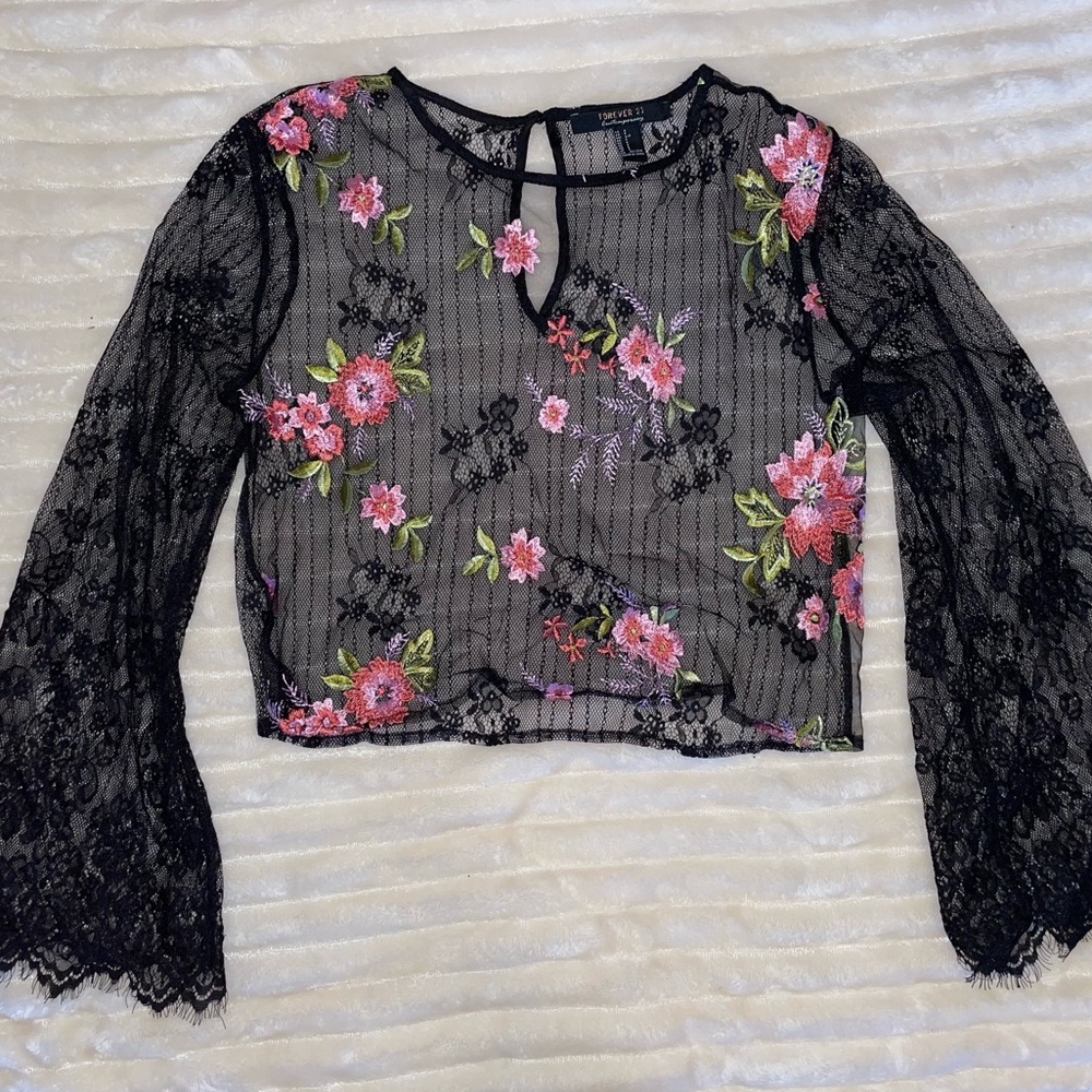 Floral Mesh Top